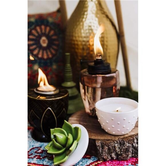 Adjustable Flame 64" Glass Torch – Pink Decorative Lighting for Outdoor Lawn - Picture 4 of 7